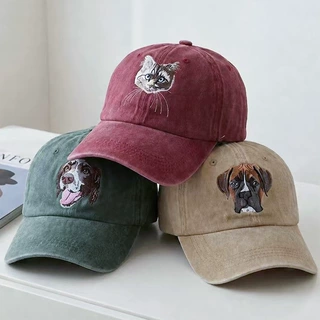 ETSY跨境亚马逊爆款宠物照片棒球帽刺绣帽宠物肖像鸭舌帽一件定制