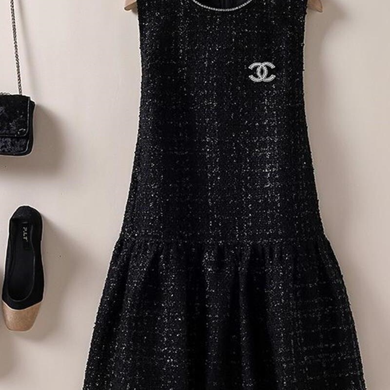 Tweed Style Woolen Vest Dress Tweed A-Line Slimming Look Age-Reducing Baby Doll Dress 2025 Autumn and Winter New Women's Clothing