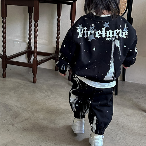 Boys' fleece sweatshirt suit autumn and winter  new children's tops autumn thickened long-sleeved boys' pullover