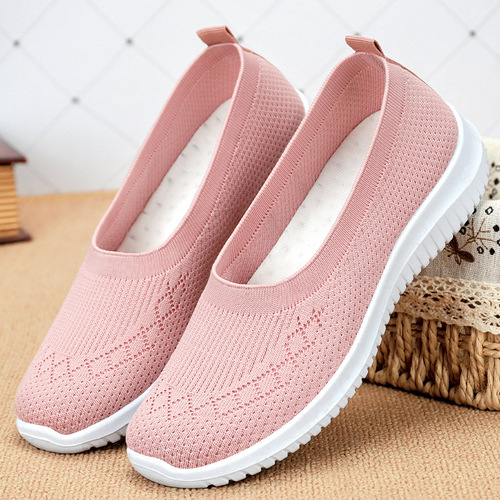 Shoes for women 2025 new style foreign trade women's shoes breathable fly weave shoes soft bottom cross-border large size canvas shoes casual mom shoes 