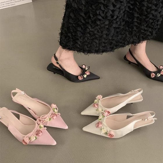 2024 Summer New French Style Beautiful Sandals Women's French Style Elegant Dress High-end High-heeled Shoes