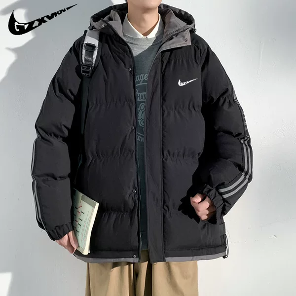 Foreign Trade Winter Thickened Cotton Coat Men's 2024 Coat Clearance Winter Tide Students Outdoor Warm Sports Hooded Cotton Coat