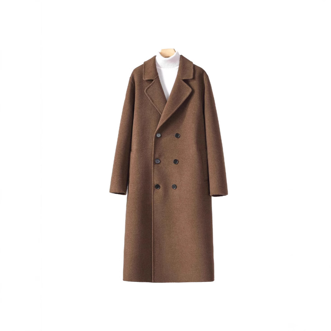 Otoño y invierno de manga larga nuevo hombre de alta gama sobre la rodilla de doble cara abrigo de cachemira abrigo de lana abrigo abrigo de abrigo de viento delgado