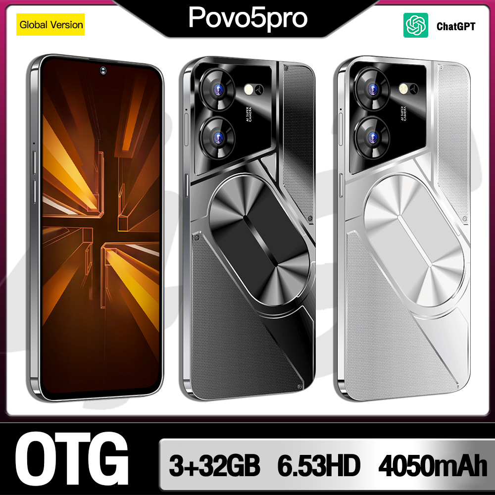 Povo5 Pro爆款现货跨境全网通4G安卓智能手机3+32贴合高清屏代发