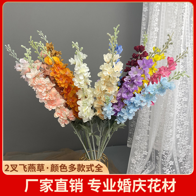 Artificial 2-fork hair planting flying swallow grass Hyacinth foreign trade Wedding Hall flower material Violet home wedding fake flower wholesale
