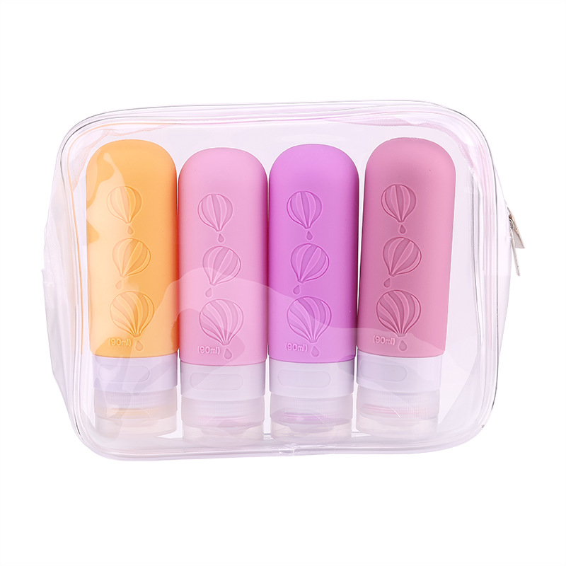 Juego de subembotellado de viaje creativo pequeño de silicona Botella de almacenamiento de silicona con tapa Botella de viaje Tarro de subembotellado