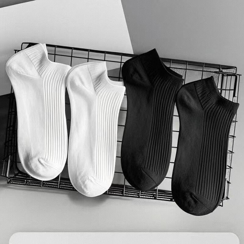 High-Quality Black and White Solid Color Versatile Women's Short Socks, Spring and Summer All-Season Styles, Low-Cut Boat Socks, Invisible Socks, Men's Socks
