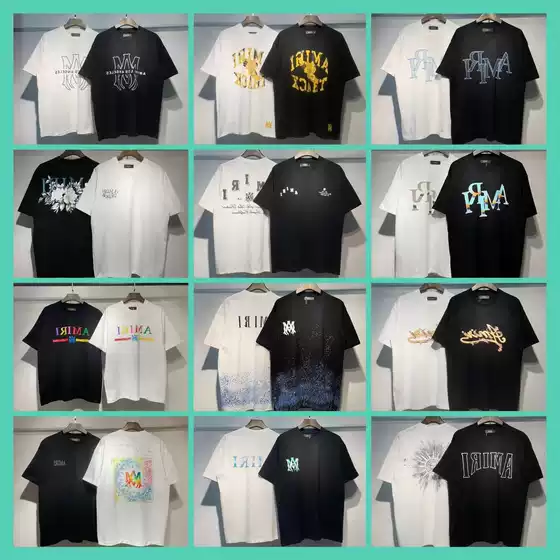 American Trendy Niche High Street Men and Women Am1R1 Icon Digital Printing Casual Round Neck Short-Sleeved Retro Loose T-Shirt
