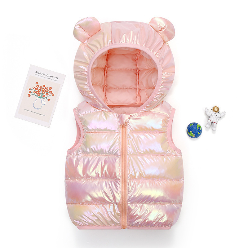 Comercio exterior ropa infantil 2025 nuevo otoño invierno ropa de algodón plumón para niños niñas chaleco encapuchado chaleco de hombro para niños