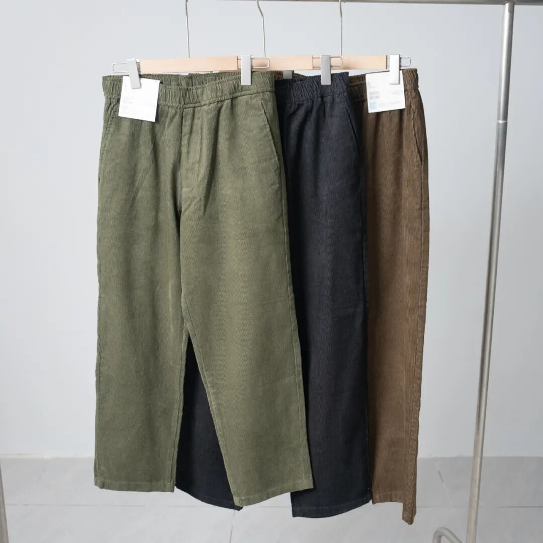 Japanese Style Autumn and Winter Unisex Versatile Loose High-Waisted Corduroy Harem Pants Elastic Long Casual Pants