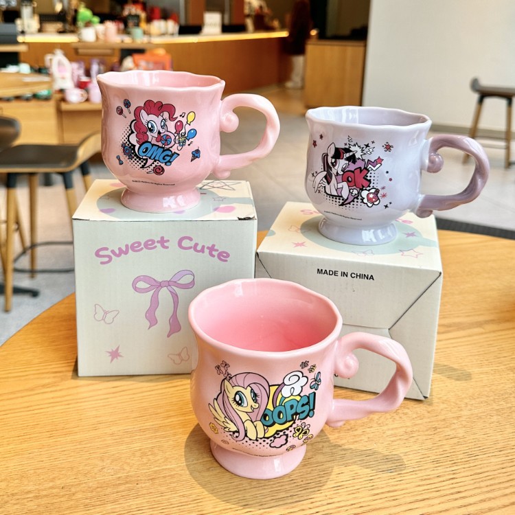 Pony Poly con tapa de marca taza de cerámica taza de agua doméstica taza de oficina taza de café encantadora de alto valor