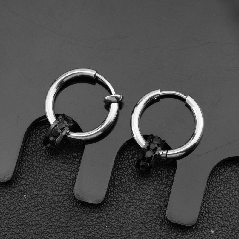 Schwarze Diamant Ohrhänger Für Männer Antiallergisch_voghion.com