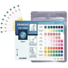 外贸热销品水试纸9项pH试纸饮水检测试纸多项水质检测试纸