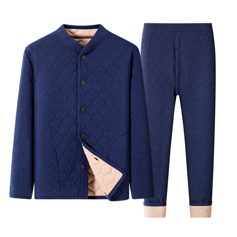 중년 및 노인 겨울 기모 남성면 패딩 재킷 두꺼운면 패딩 재킷 겉옷 따뜻한면 패딩 재킷 아버지 세트