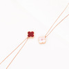Chain for key bag , diamond lucky clover, two-color golden necklace stainless steel, internet celebrity, 18 carat, pink gold