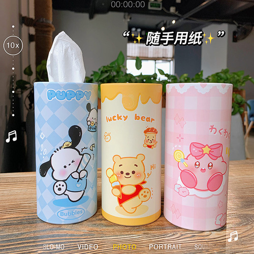 Car-mounted car-specific cartoon paper tube, in-car seat-type cylindrical paper tube, creative car tissue box on car