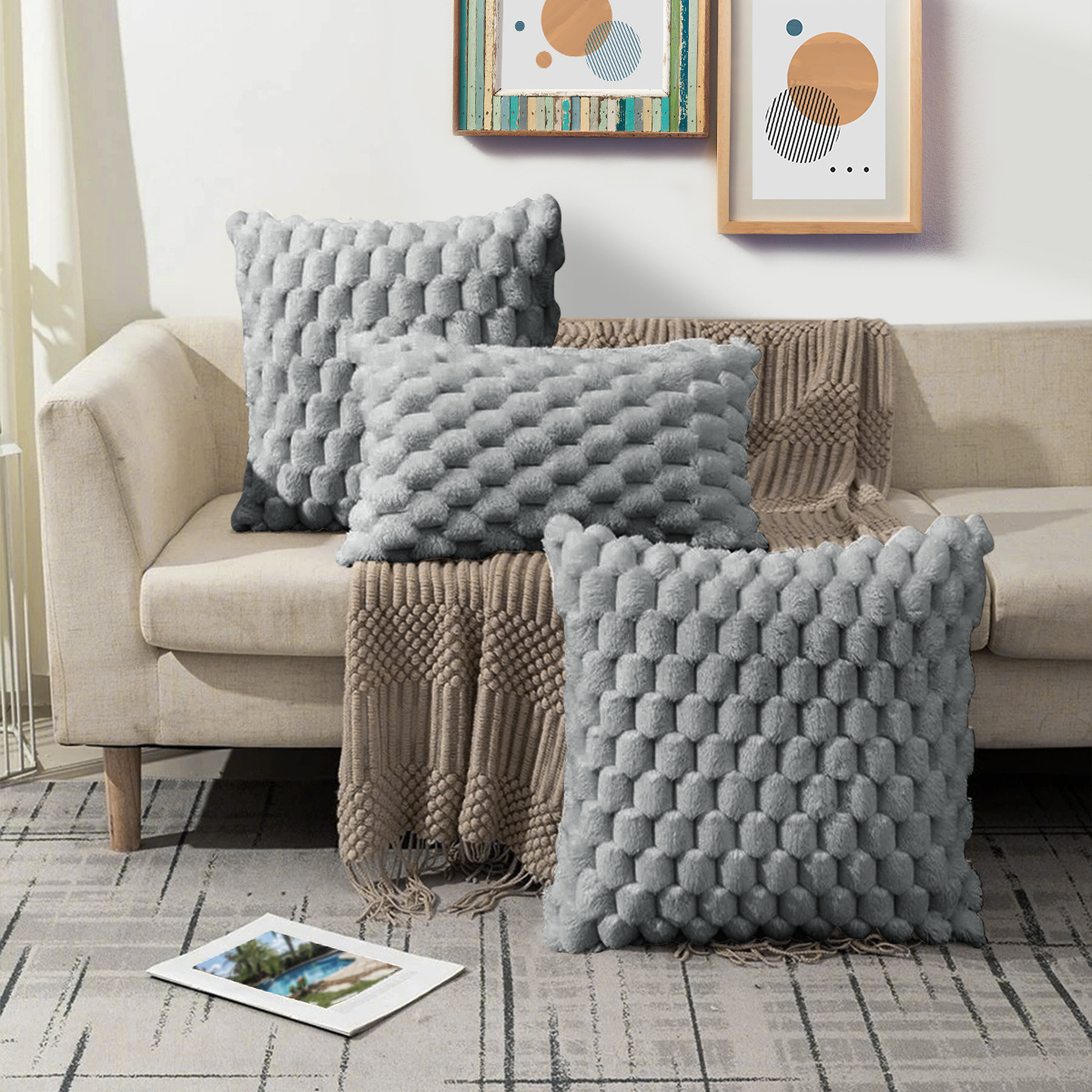 Funda de cojín de terciopelo jacquard dorado de color sólido al por mayor transfronterizo, funda de cojín lumbar tridimensional para sofá de oficina