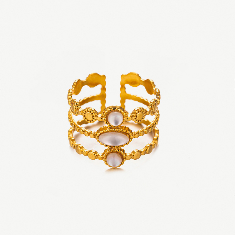 Anillo de acero inoxidable transfronterizo TENA mujeres no decolor temperamento elegante nicho ligero lujo anillo de acero de titanio de oro 18k