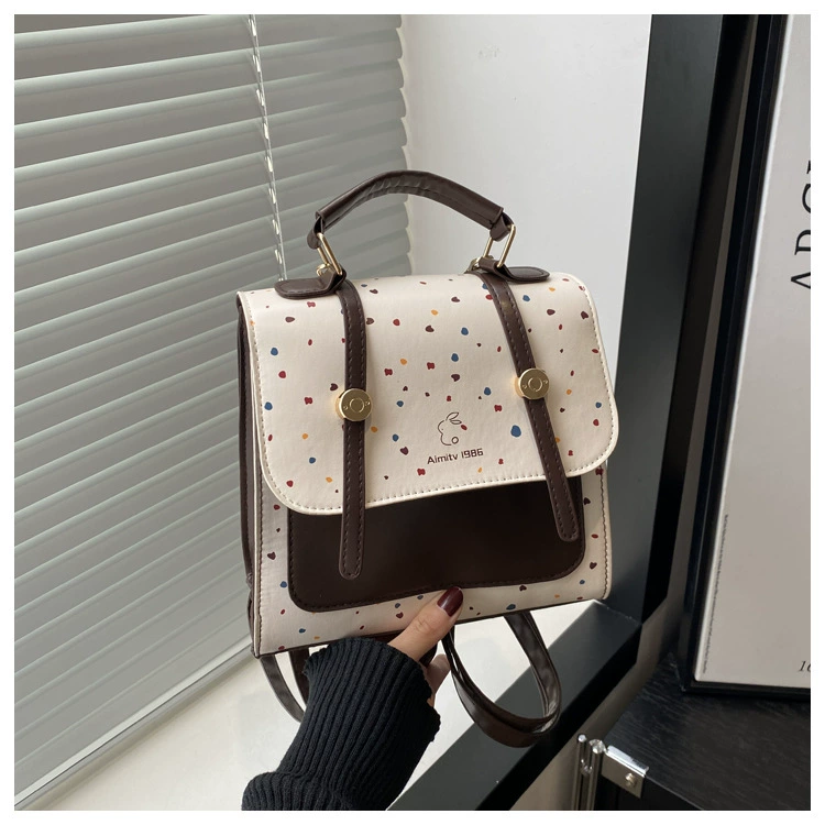 Retro capacious universal handheld one-shoulder bag for leisure, backpack, shoulder bag