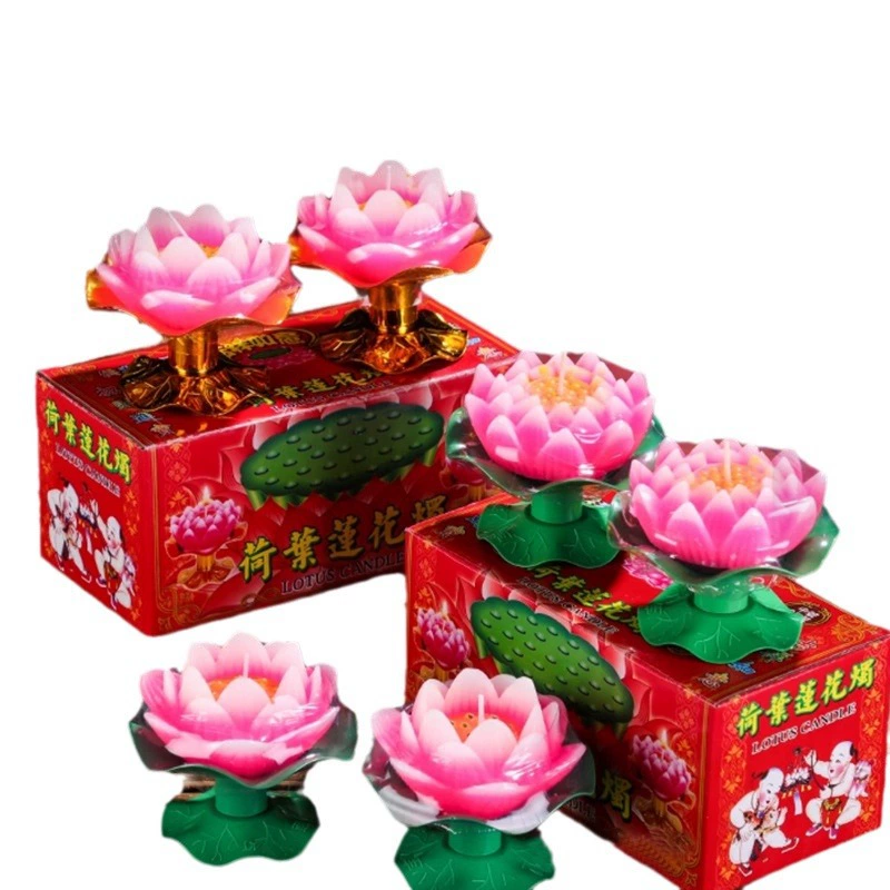 Lotus leaves, candle, lotuses, ecological flashlight