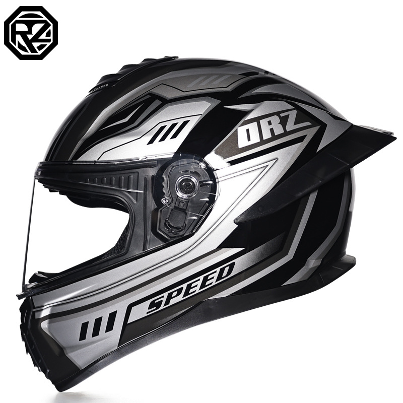 Casco de Motocicleta Certificado ORZ3c para Hombre y Mujer, Casco Integral de Doble Lente, Alerón Trasero Personalizado de Verano, Estilo Semi-Integral con Bluetooth