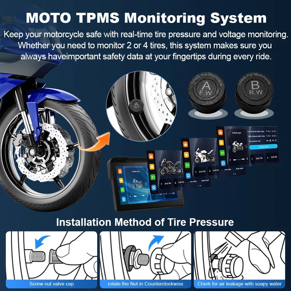 7inch Portable Motorcycle Navigator Wireless CarPlay Android Connectivity 2K HD Motorcycle GPS Navigation