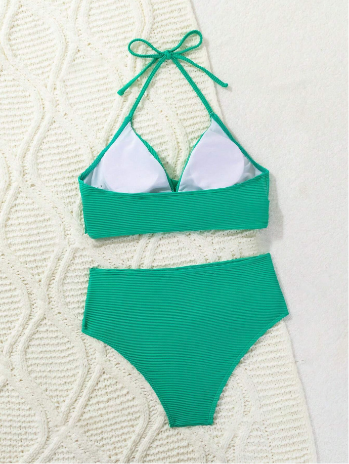 GraceChic 2025 Nouveau maillot de bain femme style européen et américain haut de gamme licou bikini taille haute deux pièces maillot de bain_voghion.com