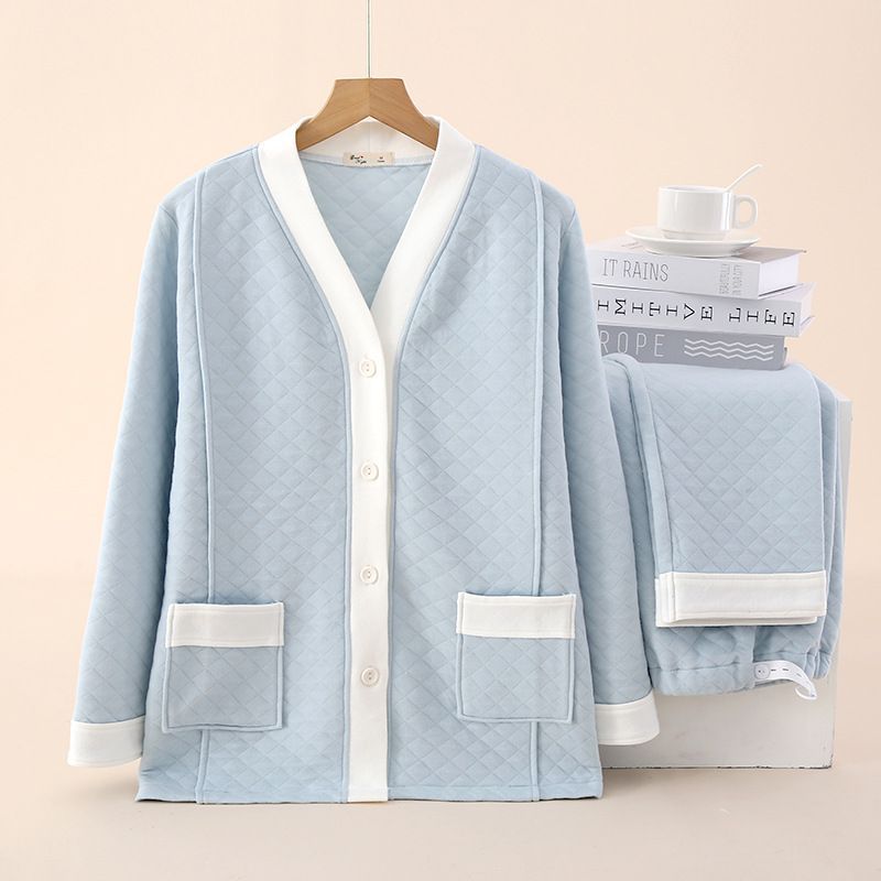 브이넥-에어 코튼-블루