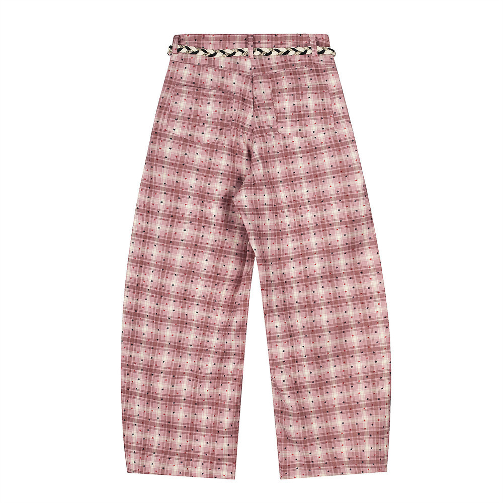 Loose Fit Plaid Scimitar Pants With Drawstring, Unique Niche Design, Checkered Casual Trousers For Men_voghion.com
