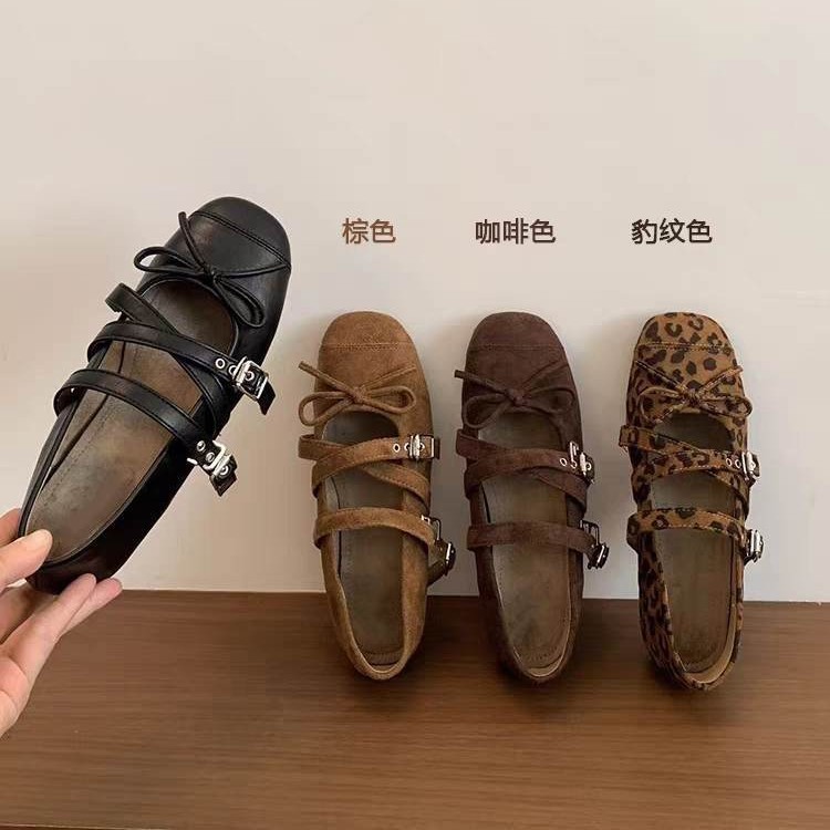 法式蝴蝶交叉扣带浅口玛丽珍女鞋2025年新款复古百搭平底芭蕾舞鞋|undefined