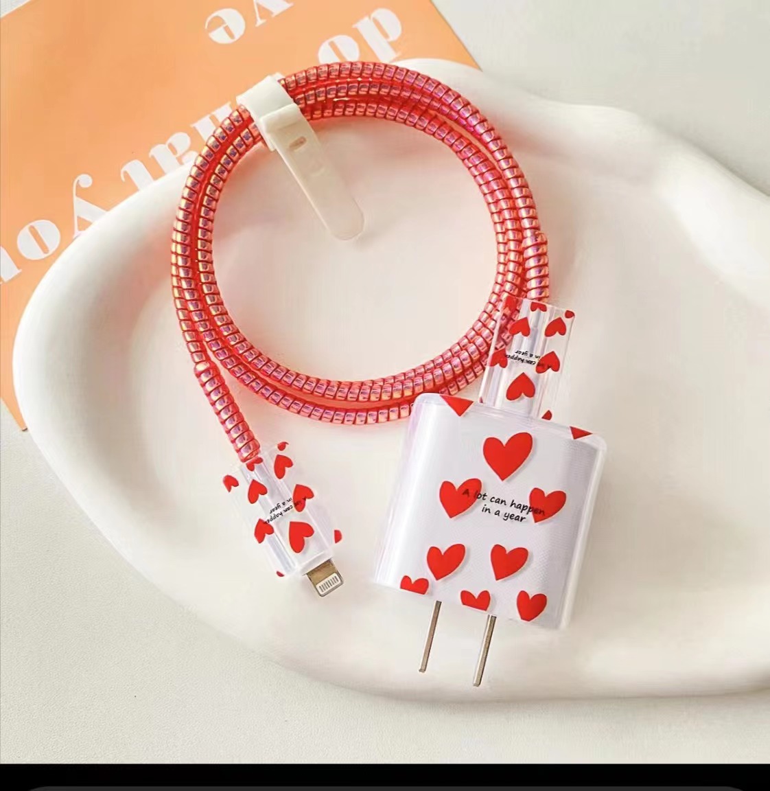 20W cargador de cable de datos Cable de bobinado cubierta protectora de carga rápida cubierta de la cabeza de impresión + cubierta de alambre 2 + 1 M de rayos láser