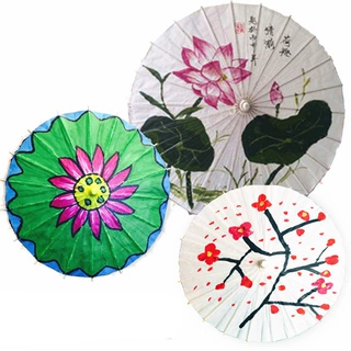 儿童diy空白油纸伞工艺伞白色幼儿园美术绘画伞手绘涂鸦