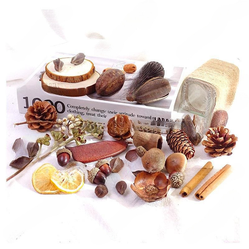 Kindergarten Handmade Natural Pine Cones, Acorns, Thousand-Grained Fruit Materials, Decorative Dried Flowers, Christmas DIY Fruits