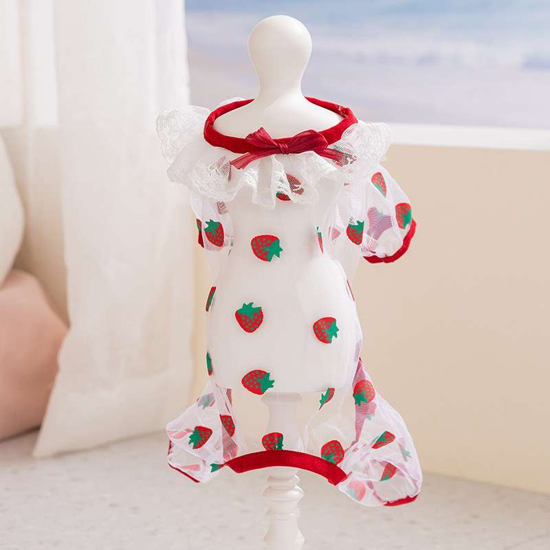 Primavera y verano impresa delgada fresca y transpirable tela de malla de cuatro patas que osos peluche ropa de perro y gato ropa de mascotas al por mayor image 6