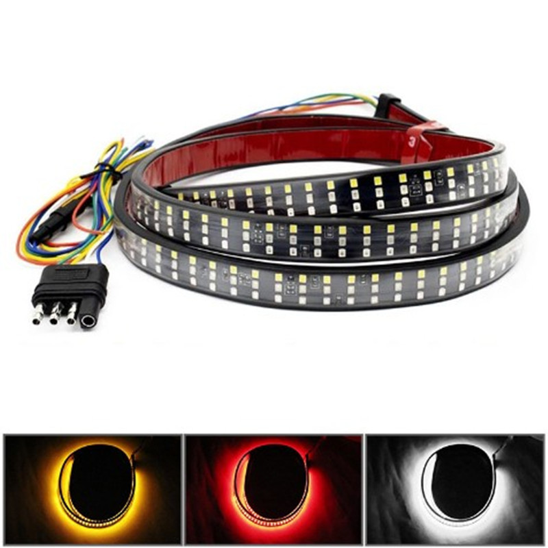 Camioneta LED tres filas de luces traseras de camioneta tricolor 60 pulgadas 150cm luz de camioneta de flujo de luz de advertencia de dirección