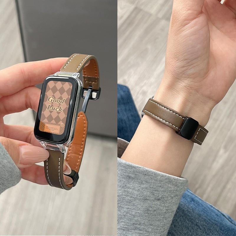Suitable for Redmi Bracelet 2 Strap Magnetic Buckle Leather Redmi Bracelet 2 Wrist Strap Personalized Trendy Creative Watch Strap for Women