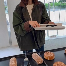 美式复古军绿色翻领工装风衣夹克外套女秋季感中长款宽松上衣