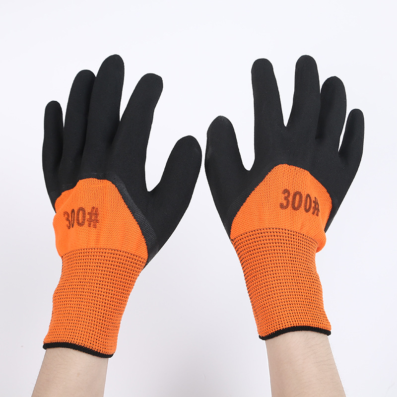 厂家尼龙涂层手套批发浸胶工地干活耐磨橡胶劳保13针透气耐磨手套