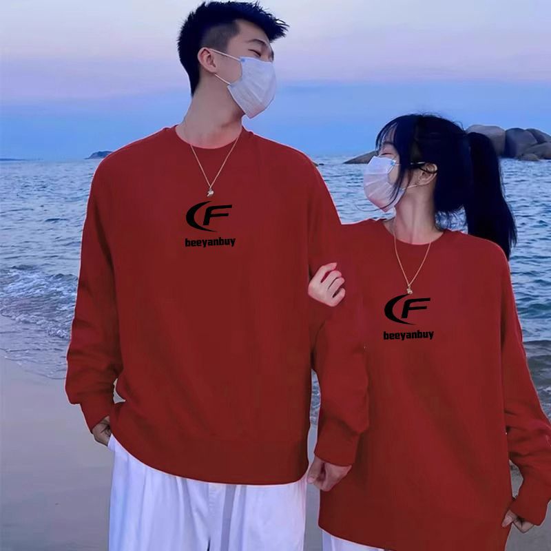 버건디 WEI YI 여성의 이른 봄 가을과 겨울 2024 드래곤 년 새 기모 미국 복고가없는 생활 년 옷