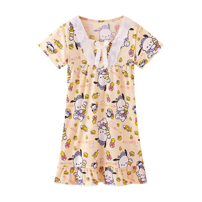 Pijama infantil princesa viento de verano nuevo pijama de niña manga corta Melody vestido de dibujos animados ropa para el hogar