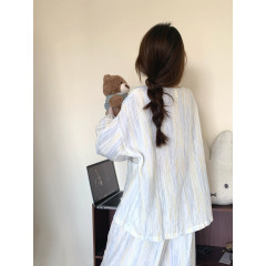 扎染条纹睡衣女春秋季长袖套装高级感跨境家居服大码网红风可外穿