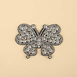 满钻蝴蝶无纺布布贴韩系简约立体镶钻饰品配件手工制作头饰辅料