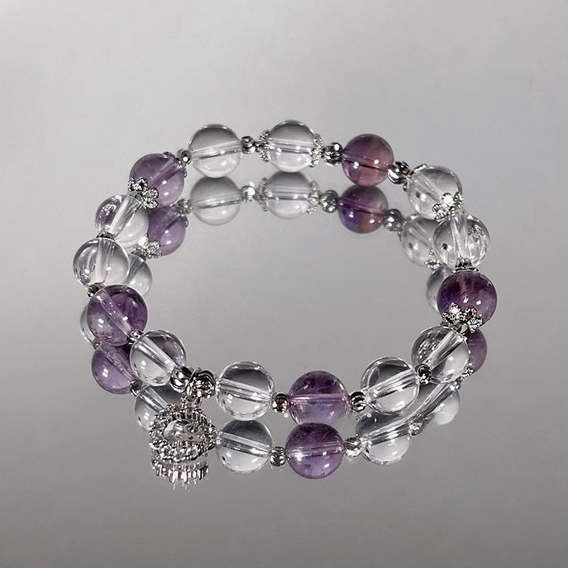 라이트 퍼플 크리스탈 팔찌 (체인 없음)