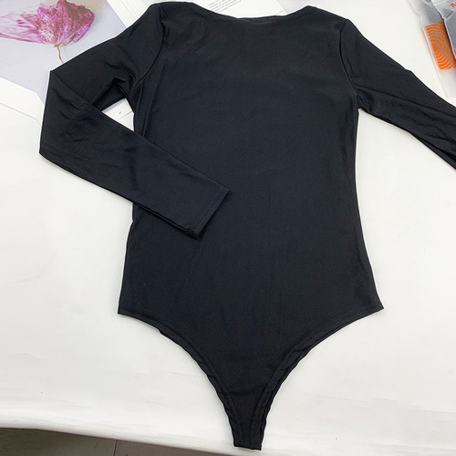 European and American-style women's one-piece outfit: crew-neck long-sleeve bodysuit, swimsuit, sexy slimming triangular swimwear