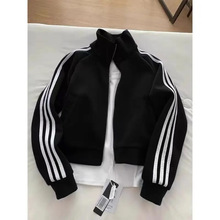 三条杠短款卫衣外套女2024新款春秋款棒球服秋季初秋运动早秋穿搭