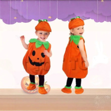 外贸跨境万圣节儿童演出服南瓜亲子服南瓜宝宝套装cos服婴儿造型