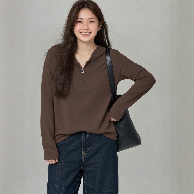 100kg Plus-Size Women's Knit Hooded Zip-Up Casual T-Shirt, Tummy-Covering Outerwear Base Shirt 3618 100kg Plus-Size Women's Knit Hooded Zip-Up Casual T-Shirt, Tummy-Covering Outerwear Base Shirt 3618