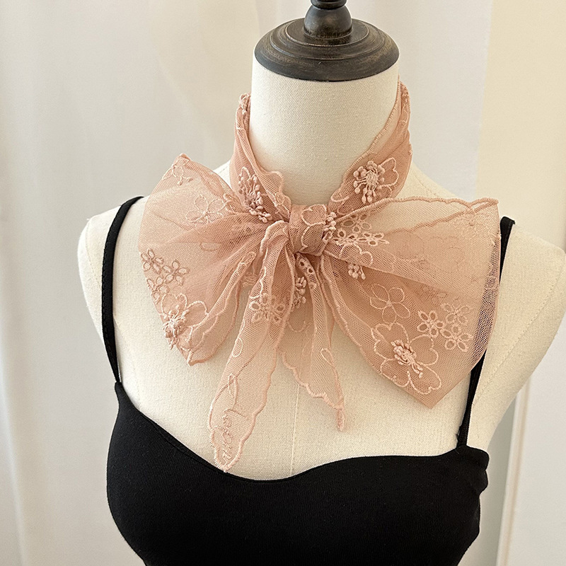 Pañuelo de seda de encaje de alta calidad nuevo pañuelo de flores bordado de color sólido, pañuelo en la cabeza multiusos, cinturón para el cabello, bolso atado, sombrero, pañuelo de seda