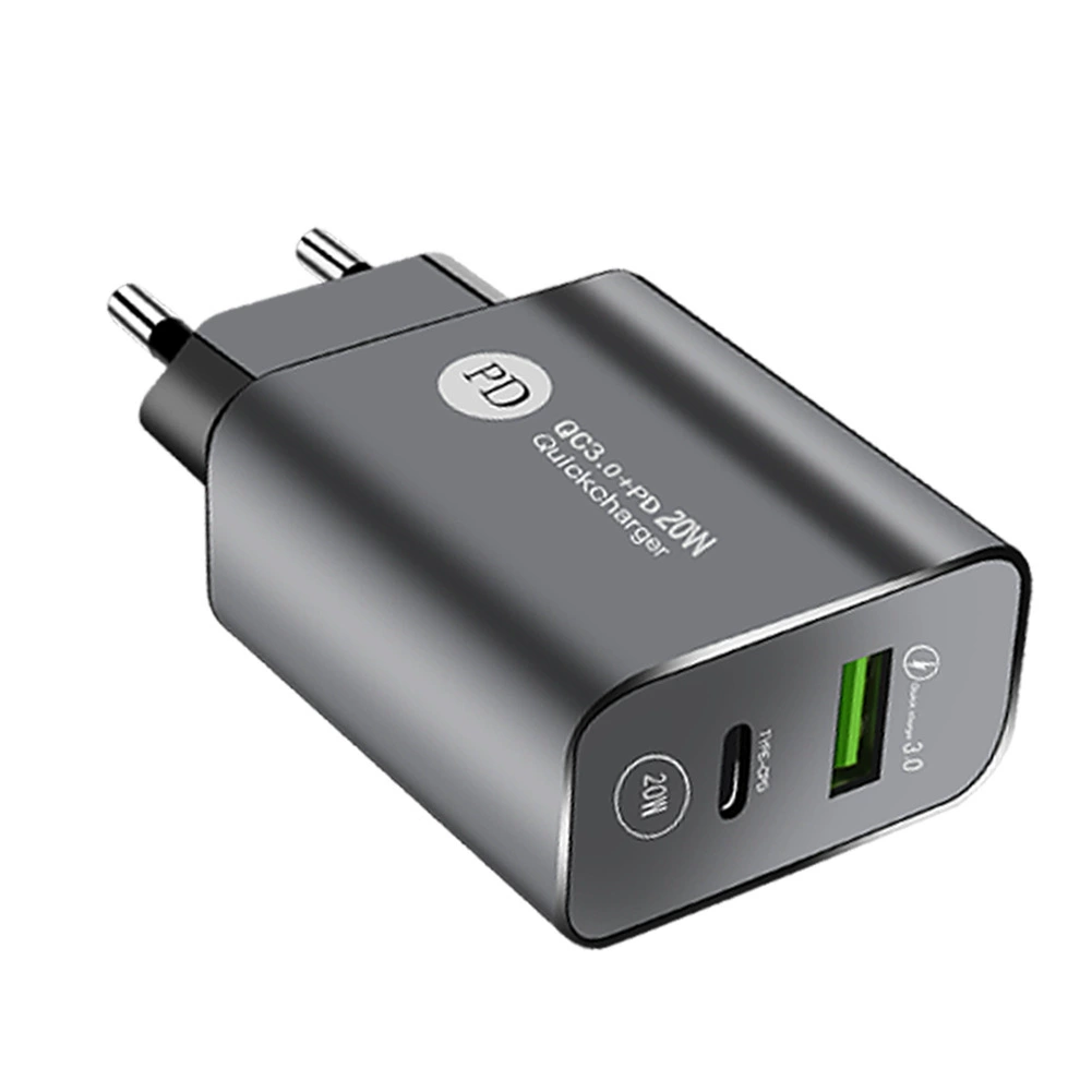 Портативное зарядное устройство PD12W, USB + Type-C, 5V 2.4A (PD/20W), европейская и американская вилки, черное/белое