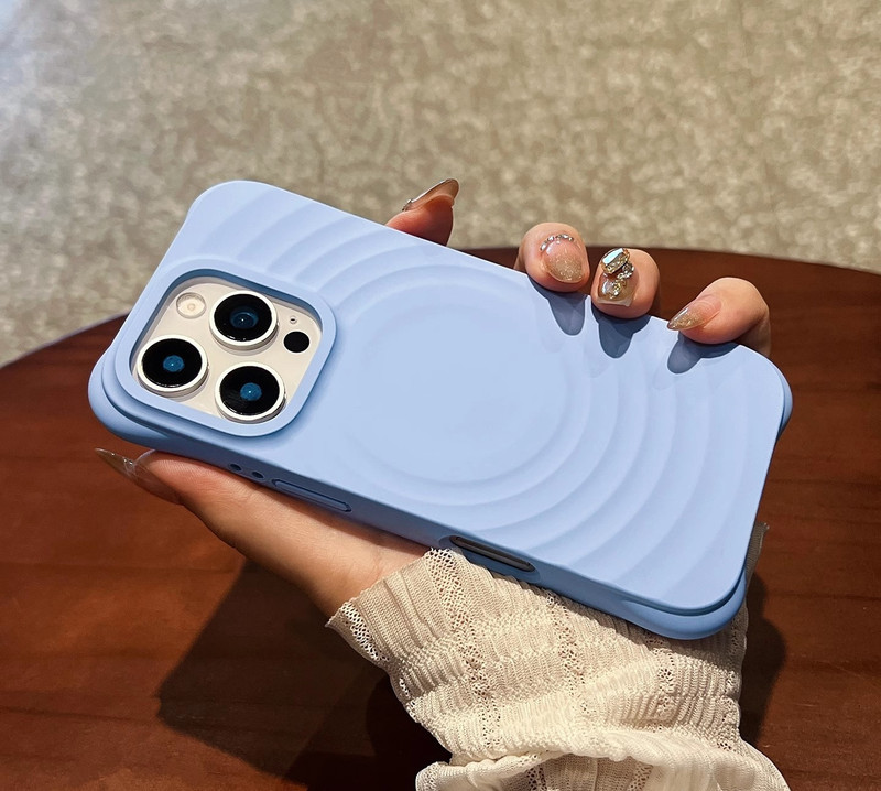 iPhone16promax 波状磁気液体シリコーン携帯電話ケース Apple 15 四隅落下防止保護カバーに適しています。|undefined